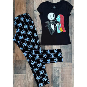 Nightmare Before Christmas Size S Baby Tee & Soft Fleece Jack Print Pajama Pants